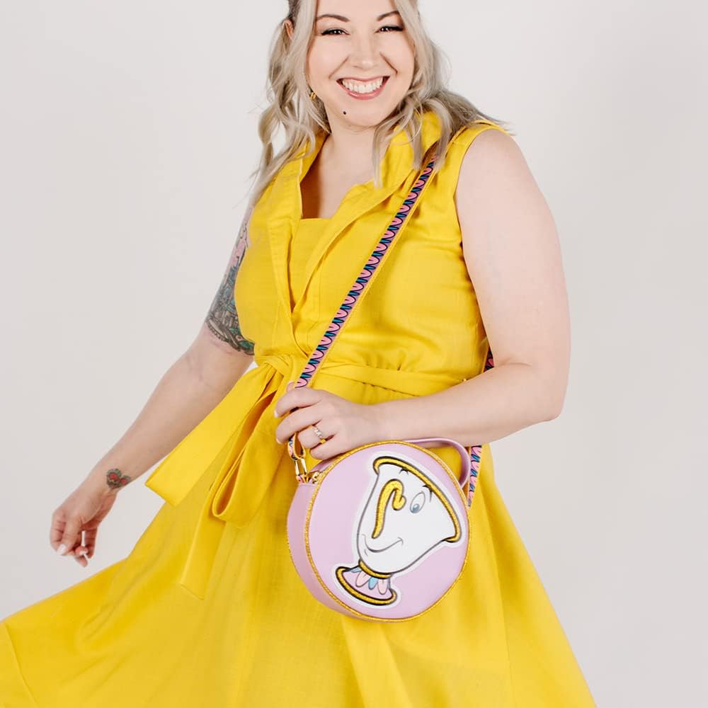 Disney Bag, Crossbody, Round, Beauty and the Beast Chip Poses, Lavender, Vegan Leather