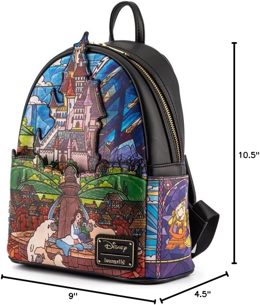 Loungefly Disney Princess Castle Series Belle Womens Double Strap Shoulder Bag Purse, One Size, Multicolor