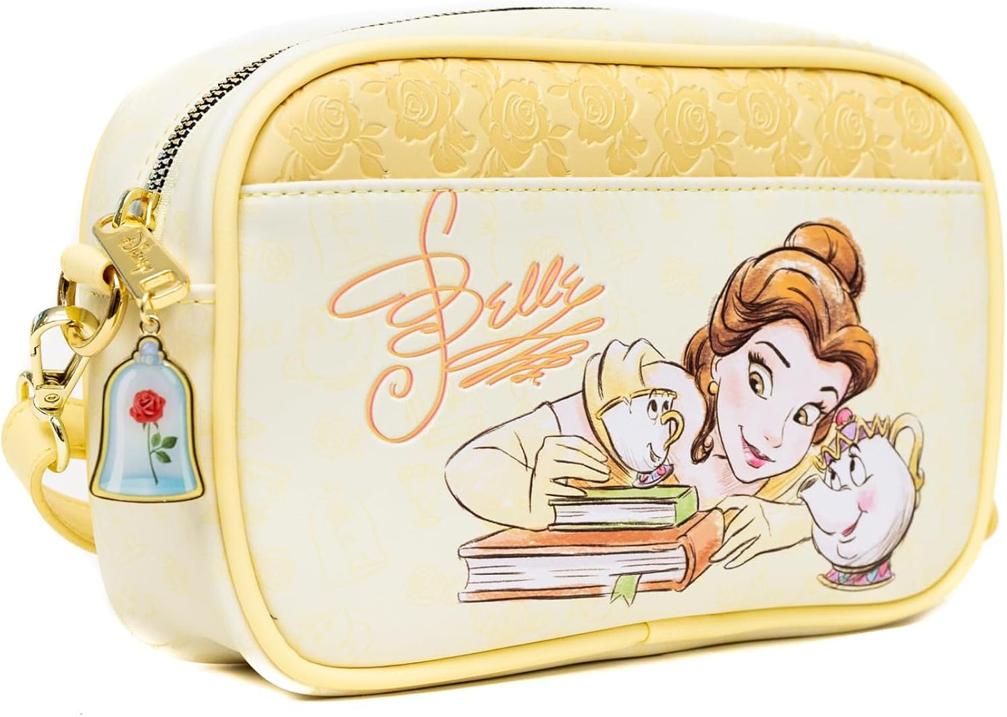 Disney Bag, Crossbody, Beauty and the Beast Belle Chip Mrs Potts and Beast Pose, Vegan Leather