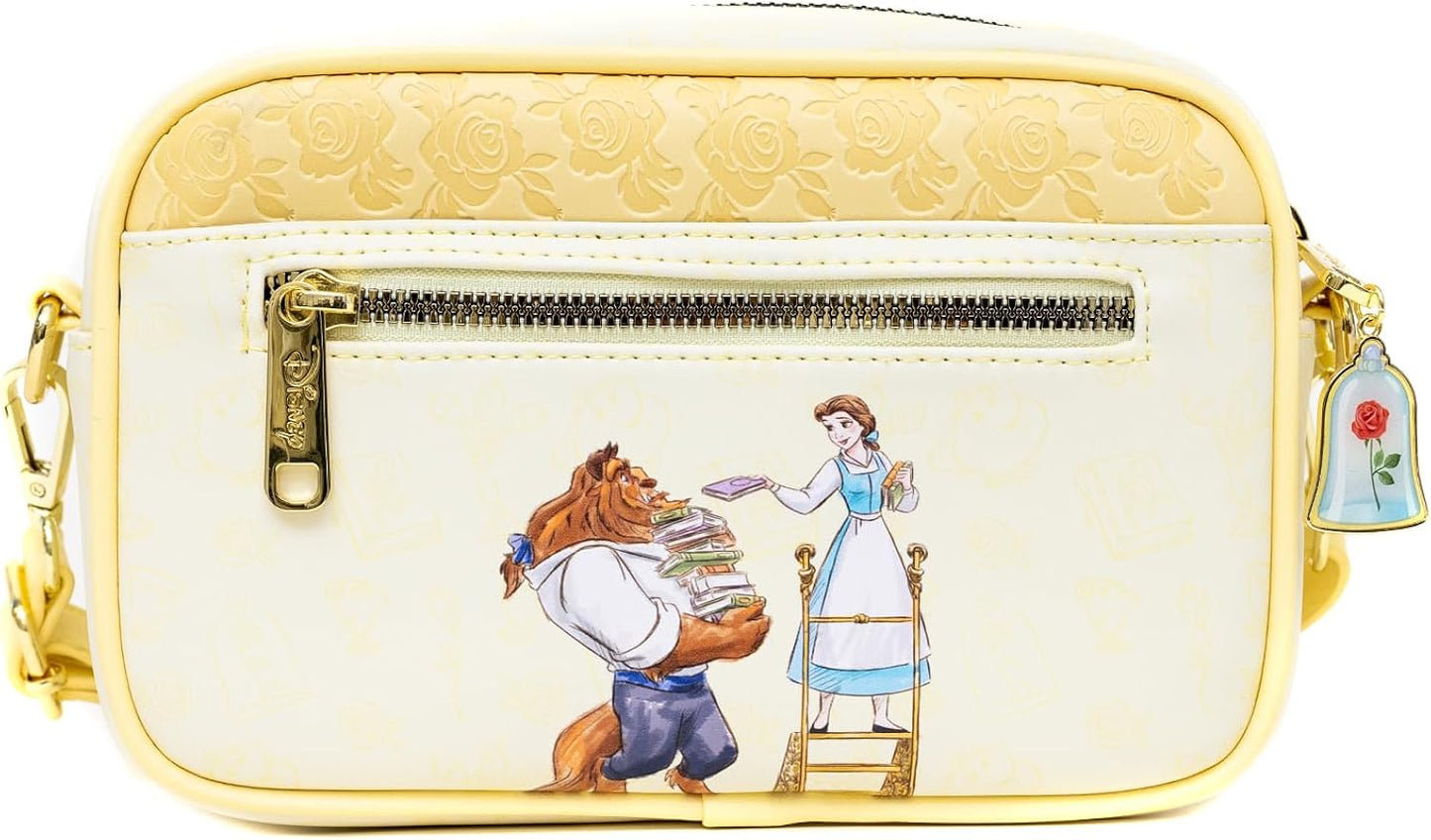 Disney Bag, Crossbody, Beauty and the Beast Belle Chip Mrs Potts and Beast Pose, Vegan Leather
