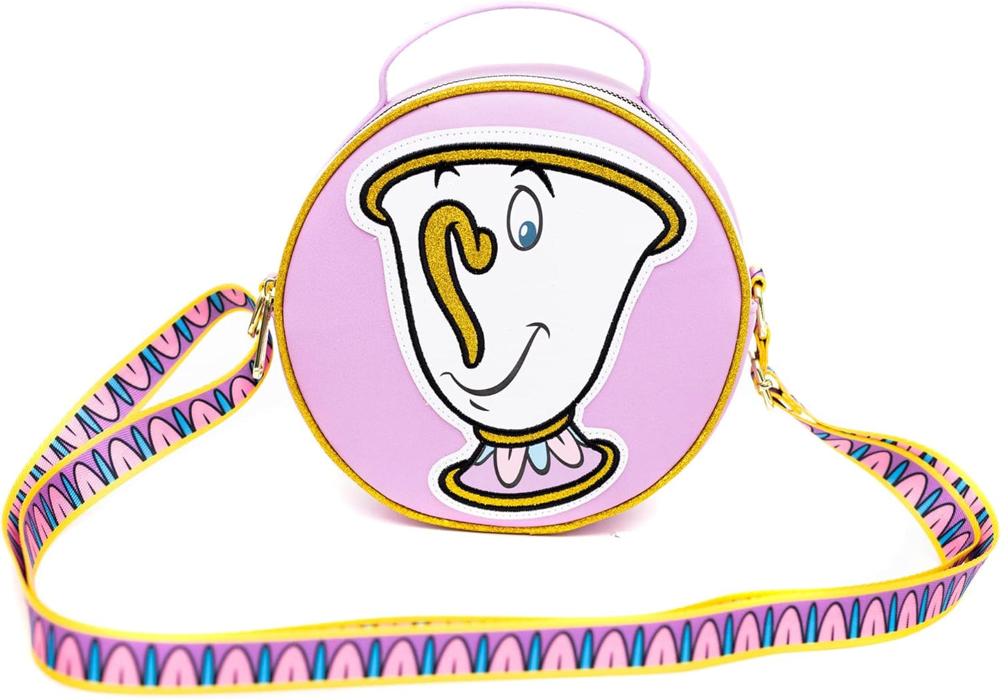 Disney Bag, Crossbody, Round, Beauty and the Beast Chip Poses, Lavender, Vegan Leather