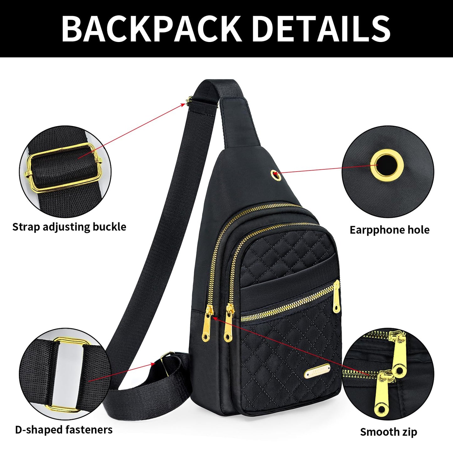 Small Sling Bag For Women Men Casual Crossbody Sling Backpack