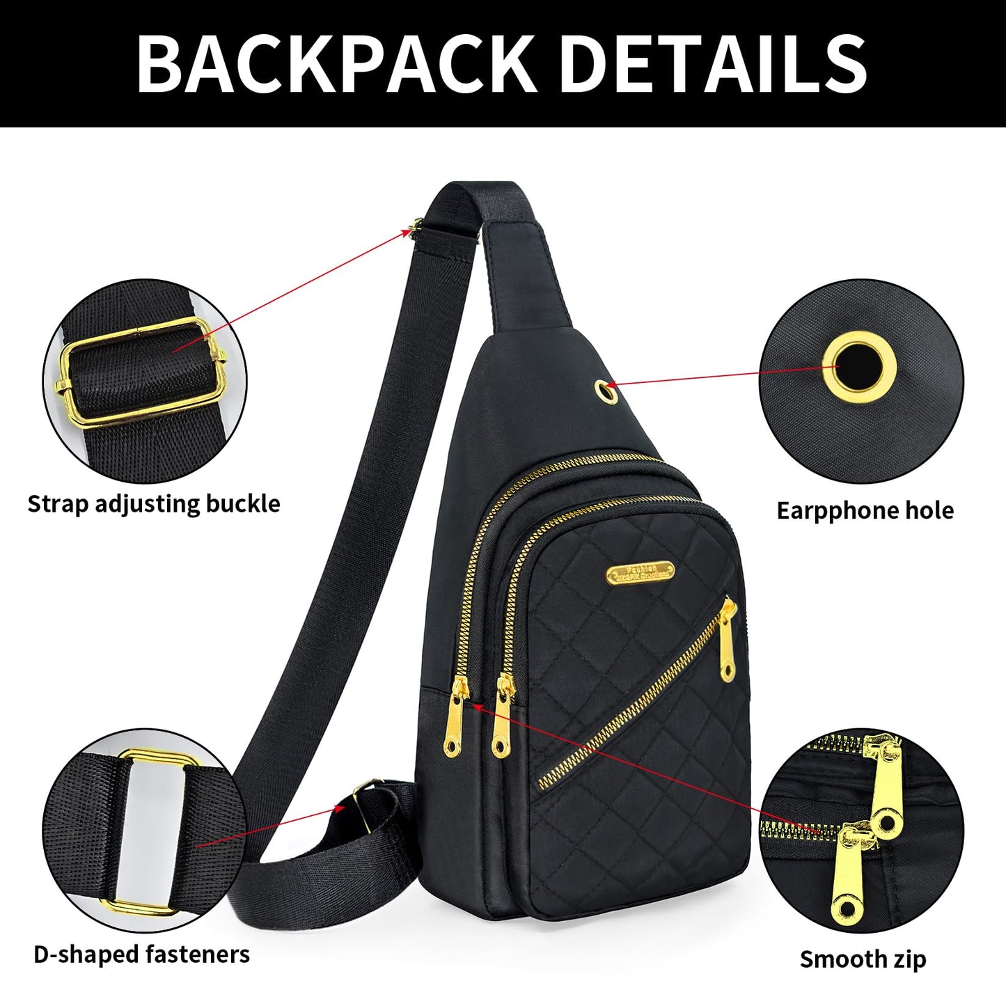 Small Sling Bag For Women Men Casual Crossbody Sling Backpack