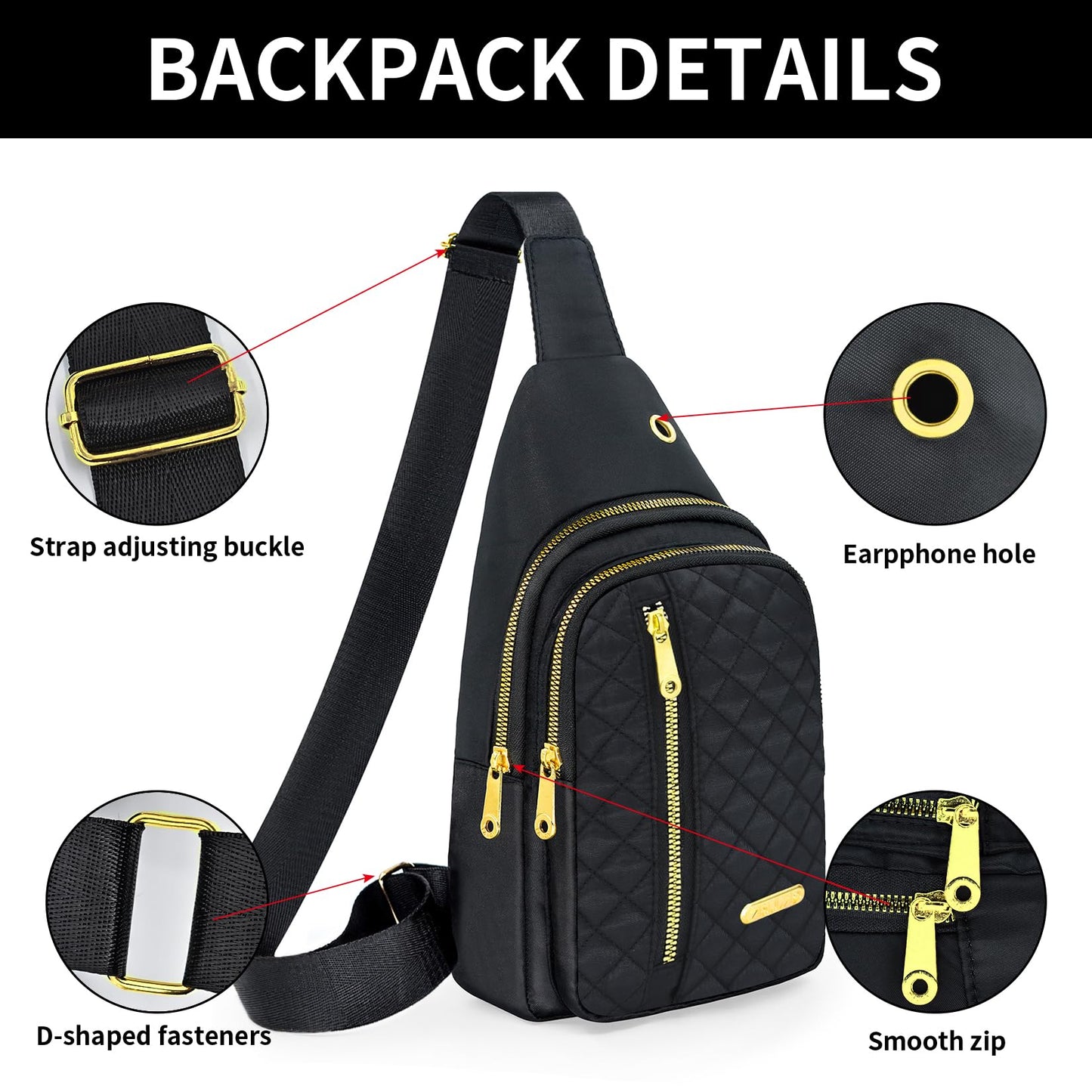 Small Sling Bag For Women Men Casual Crossbody Sling Backpack