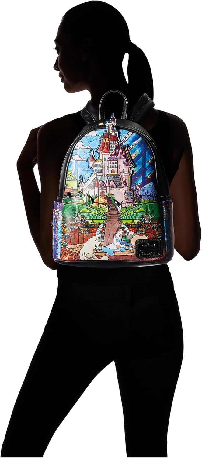 Loungefly Disney Princess Castle Series Belle Womens Double Strap Shoulder Bag Purse, One Size, Multicolor