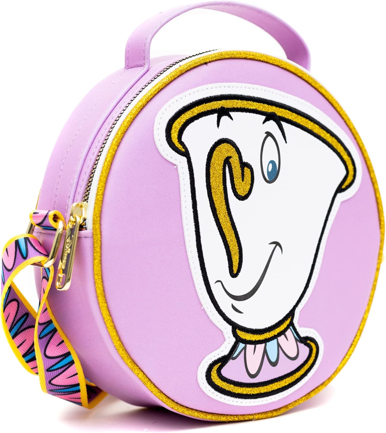 Disney Bag, Crossbody, Round, Beauty and the Beast Chip Poses, Lavender, Vegan Leather