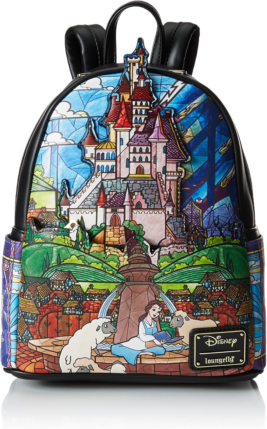 Loungefly Disney Princess Castle Series Belle Womens Double Strap Shoulder Bag Purse, One Size, Multicolor