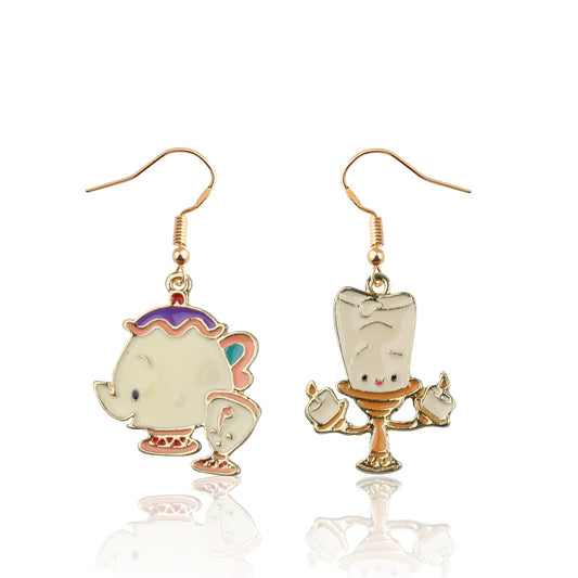 CENWA Beauty Beast Inspired Jewelry Cartoon Animal Earrings Gift for Movie Fan
