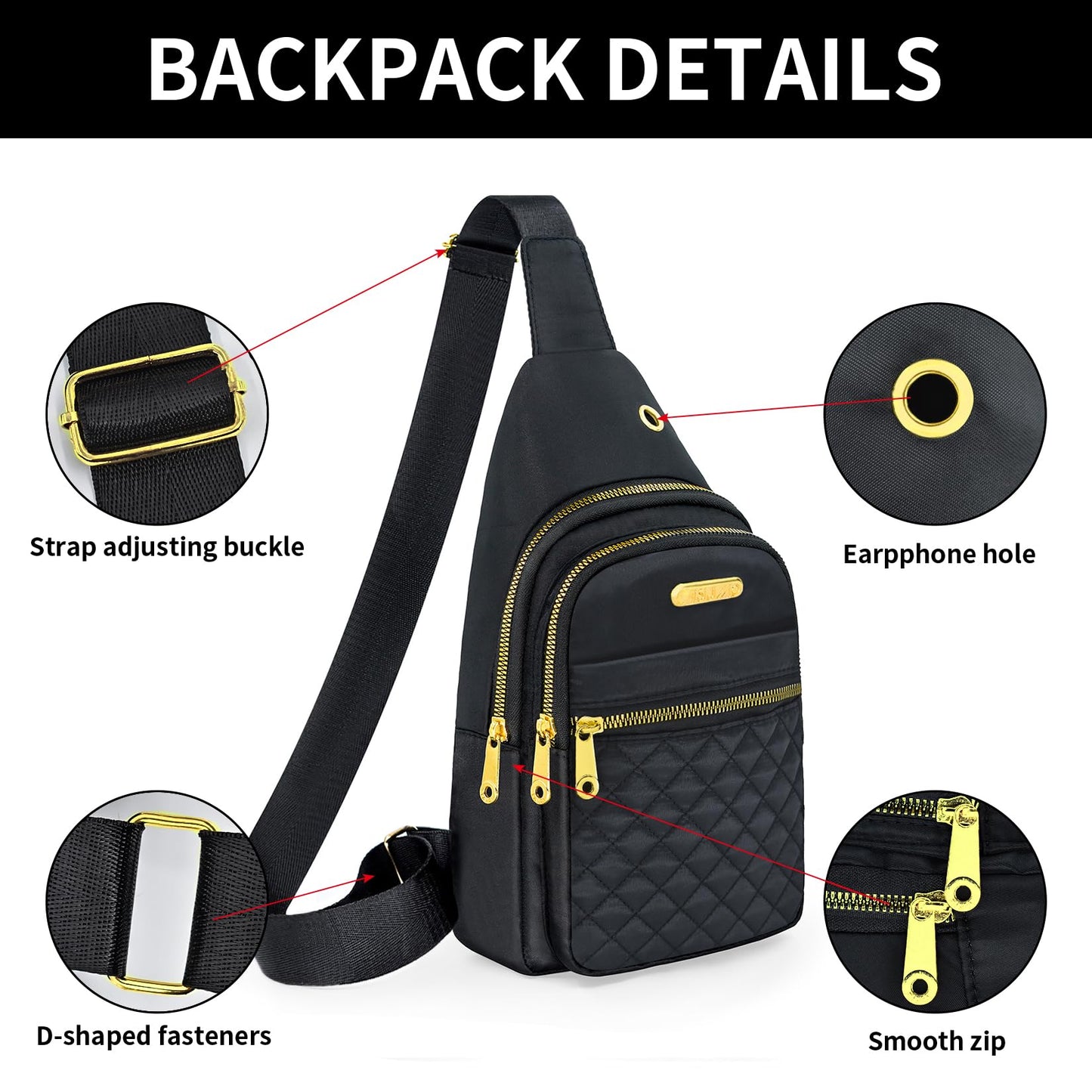 Small Sling Bag For Women Men Casual Crossbody Sling Backpack