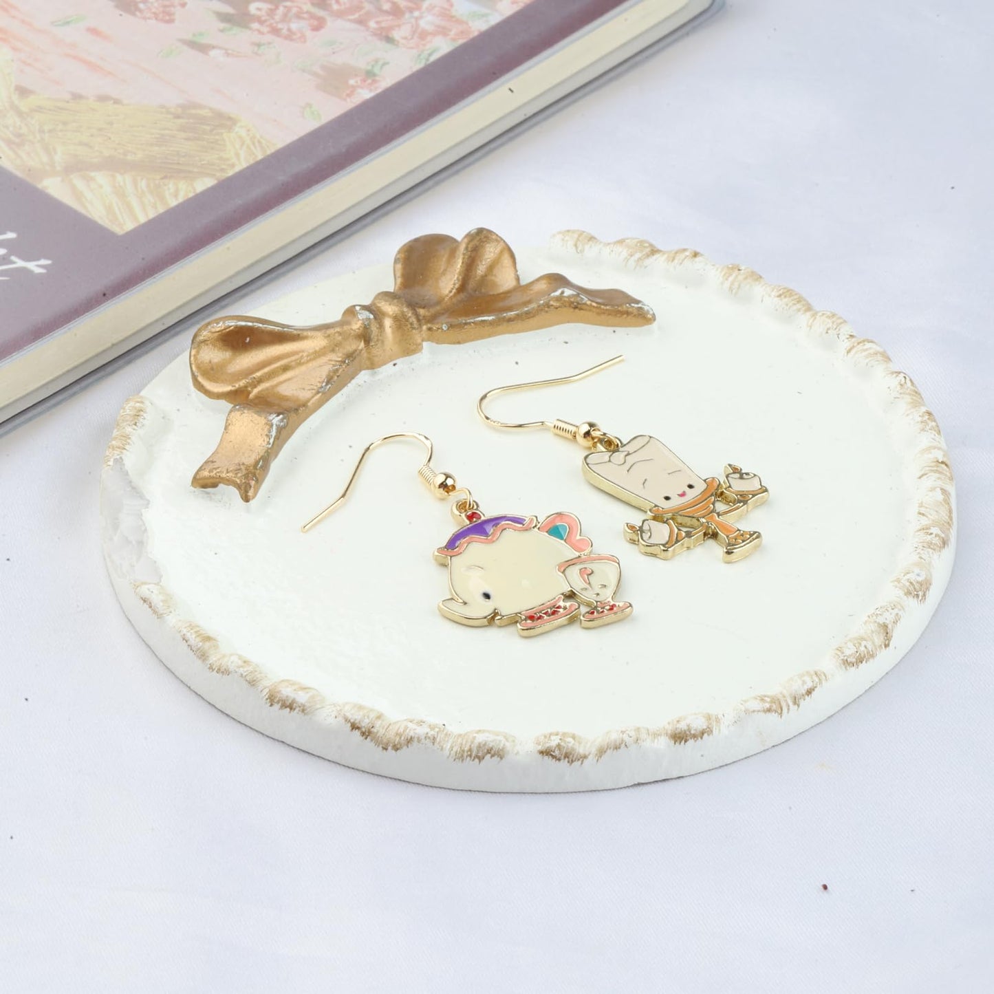 CENWA Beauty Beast Inspired Jewelry Cartoon Animal Earrings Gift for Movie Fan