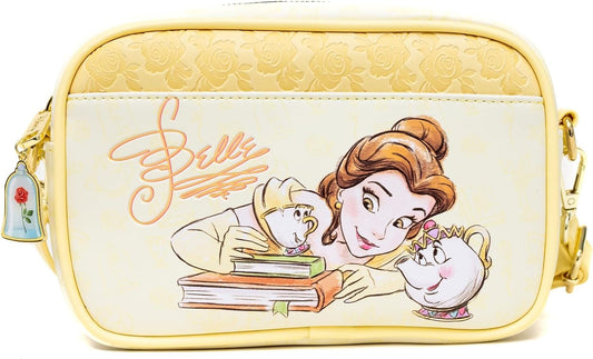 Disney Bag, Crossbody, Beauty and the Beast Belle Chip Mrs Potts and Beast Pose, Vegan Leather