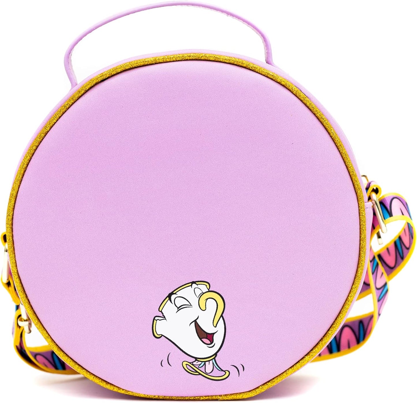 Disney Bag, Crossbody, Round, Beauty and the Beast Chip Poses, Lavender, Vegan Leather