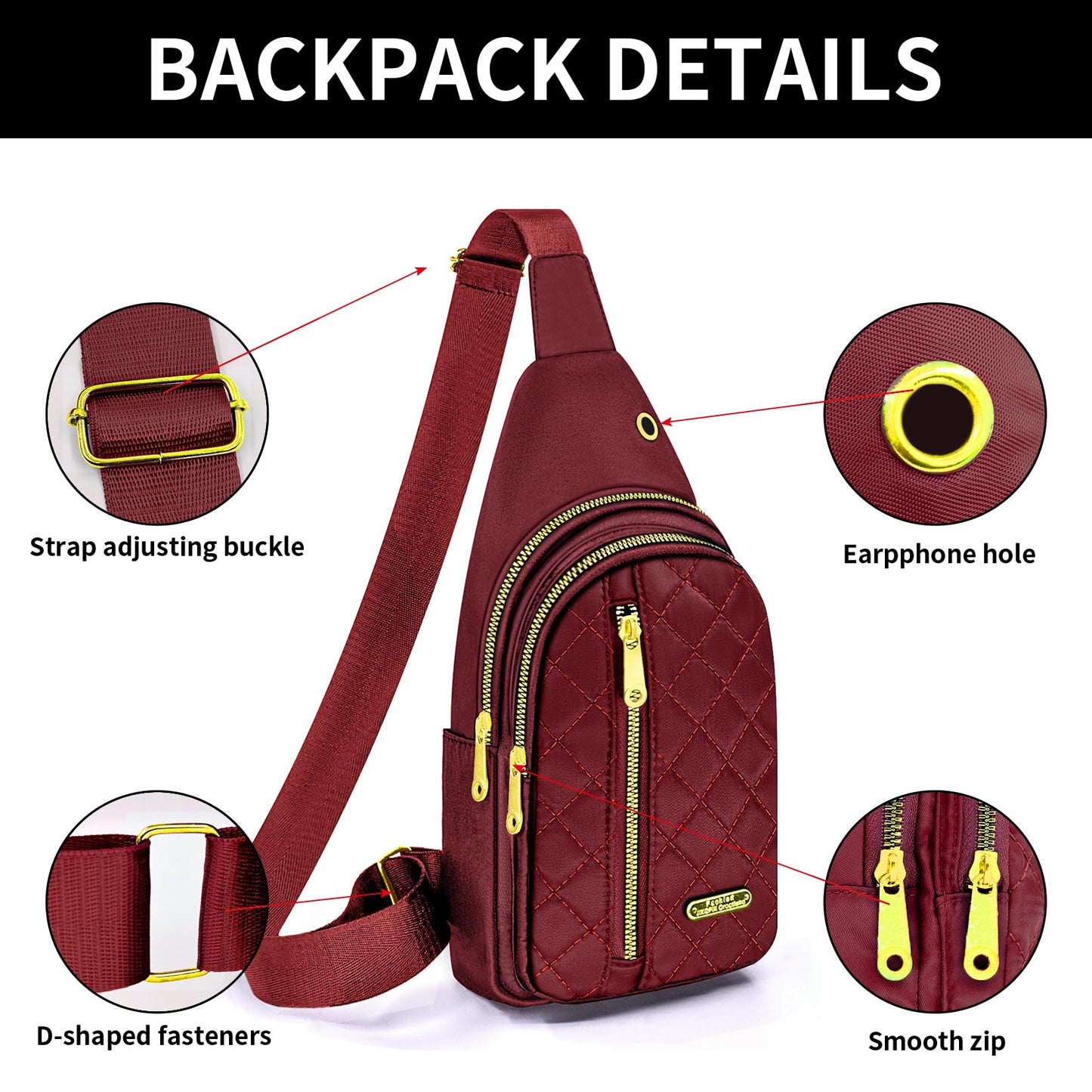 Small Sling Bag For Women Men Casual Crossbody Sling Backpack